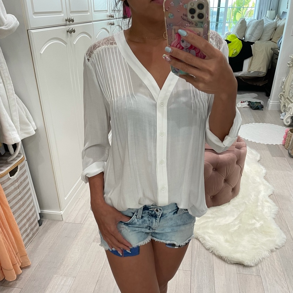 White Pin Tucked Top